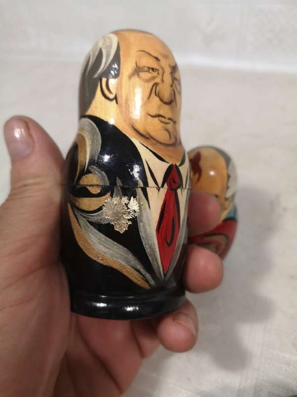 5 piece Russian Leaders nesting doll set Yeltsin, Gorbachev