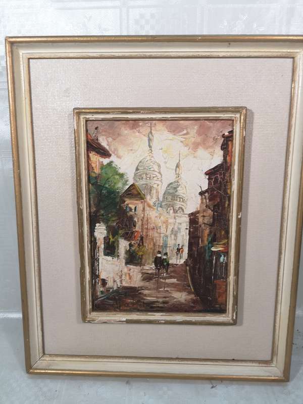 Vintage Mid Century Oil On Board Paris Signed
