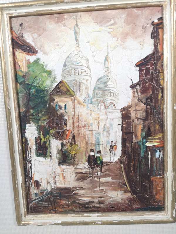 Vintage Mid Century Oil On Board Paris Signed