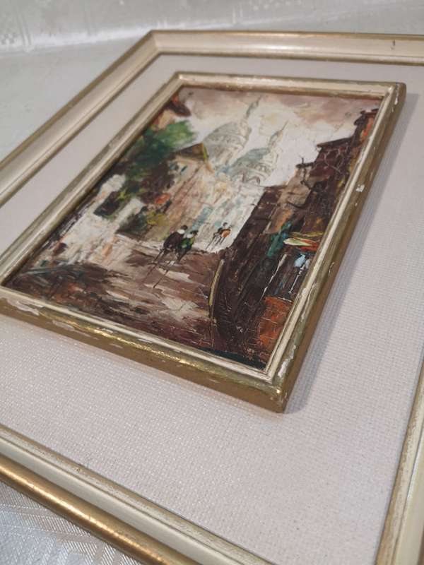 Vintage Mid Century Oil On Board Paris Signed