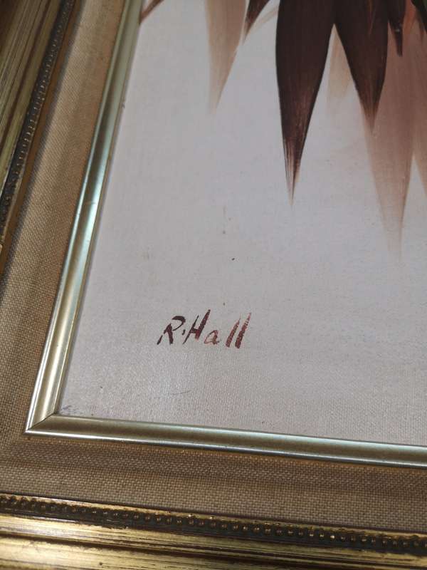 Magnificent Original Oil Painting on Board Birds in Bamboo by Robert Hall