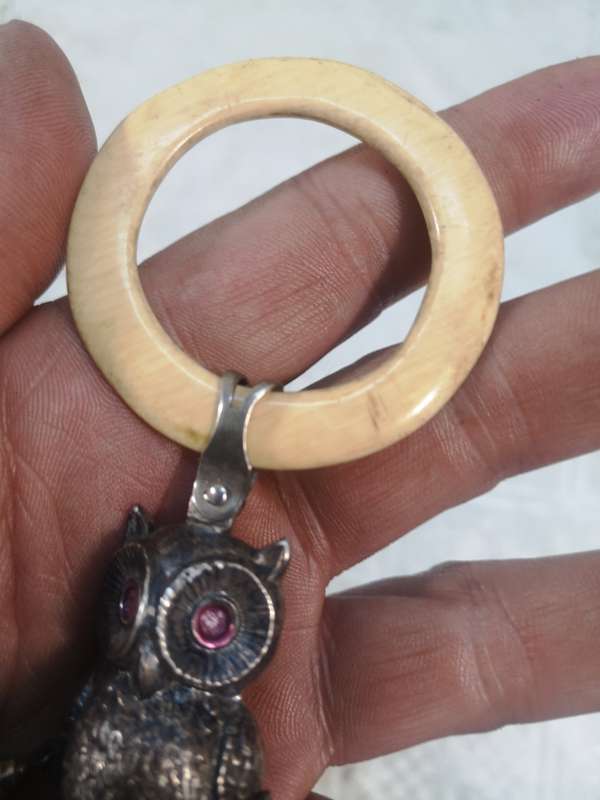 Antique Silver Owl Form Babys Rattle Probably Crisford & Norris A/F
