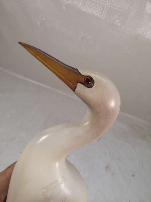 Stunning 460mm Feathers of Knysna wooden Bird, cattle Egret, Limited Edition 194/976