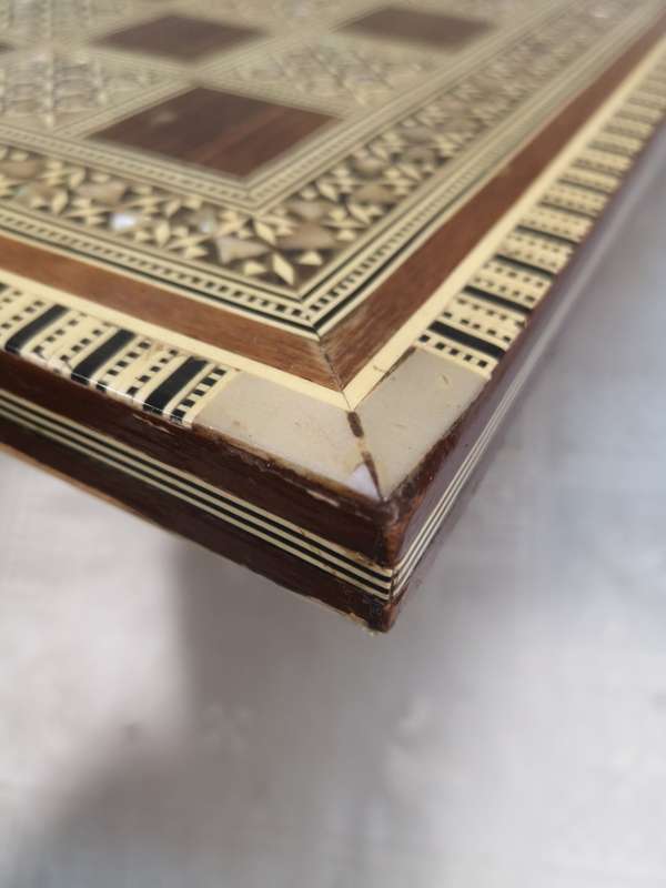 Magnificent Vintage Renaissance Chess Set On a Mother of Pearl Inlaid Chess Board