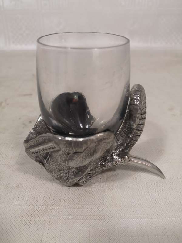 Beautiful Vintage Frankli Wild Pewter Elephant Port Glass by Royal Selangor