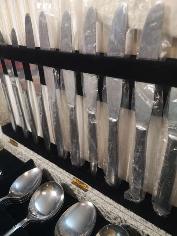 Vintage Erica 56pce Cutlery Set Complete in Display Case - Stainless Steel - Japan