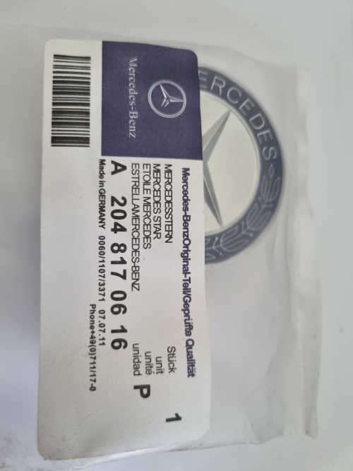 Mercedes-Benz W204 C Class Blue Silver Bonnet Badge Flat Type A2048170616