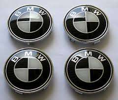 BMW BLACK Alloy Cover Hub Caps Hubcap 68mm SET 4 PCS