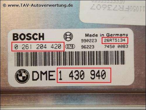 BMW E46 318i M43 M42B Engine Computer ECU BOSCH  0261204420 /  1 430 940 / 12141430379