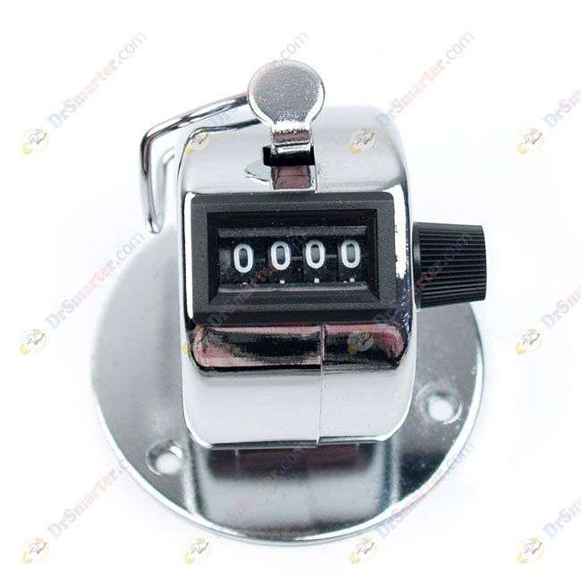 VERTICAL CHROME Hand Tally Digital Counter 4 Digit Number Arithmometer