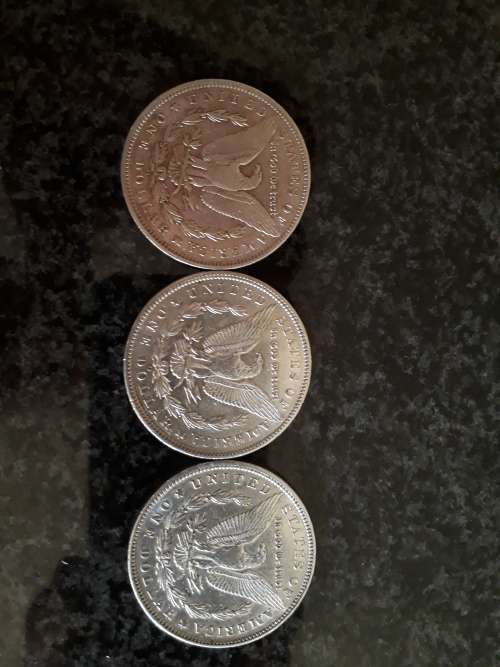 American Silver One Dollars  x 3!!!! (Morgan Dollars)