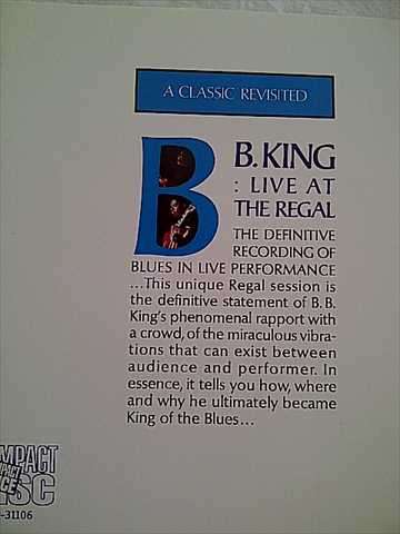 BB King : Live at the Regal : CD