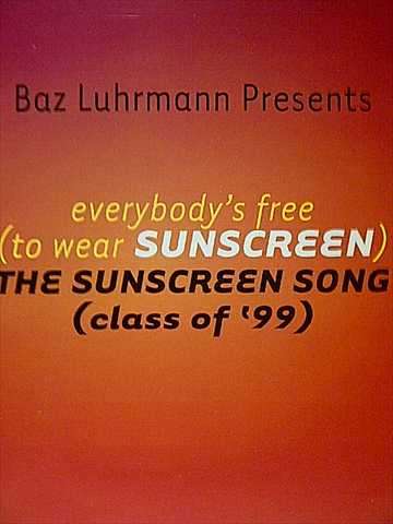 Baz Luhramm present : Everybody's free : The Suncreen Song : Cd Single : CD