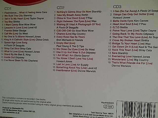 Various Artists of the Eighties: 80s : Hits of the 80s : 3 CD Set : CD