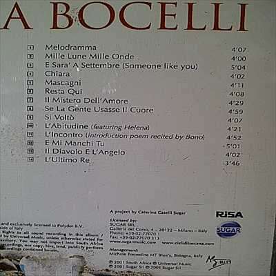 Andrea Bocelli : Cieli Di Toscana : CD