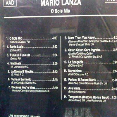 Mario Lanza:O Sole Mio : CD