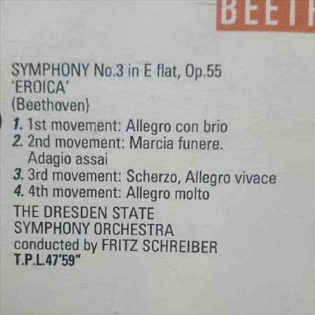Beethoven : Symphony No3 in E Flat Op. 55 Eroica Dresden State Orch / Fritz Schreiber : CD