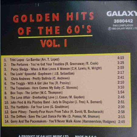 Golden Hits of the 60s : Volume 1 Various Artists : CD