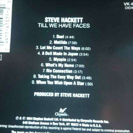 Steve Hackett:Till We have Faces : CD