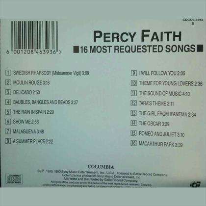 Percy Faith:16 Most Requested Songs : CD