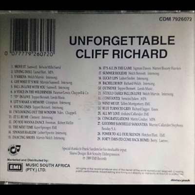 Cliff Richard : Unforgettable : Made in SA : CD