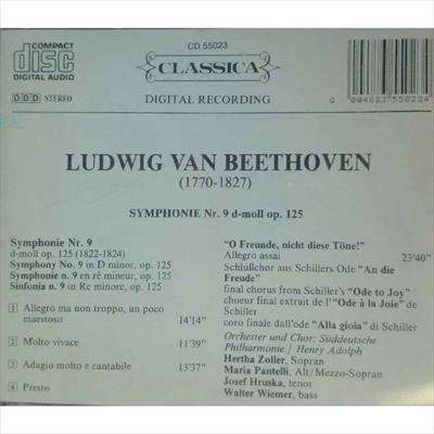 Ludwig Van Beethoven : 1770 - 1827 Symphonie Nr 9 : CD