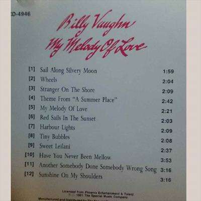 Billy Vaughn : My Melody of Love : CD