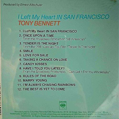 Tony Bennett : I left me heart in San Francisco : CD