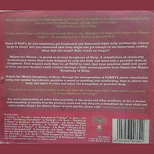 Majors for Minors In Tune with Sleep : Symphony of Sleep : CD
