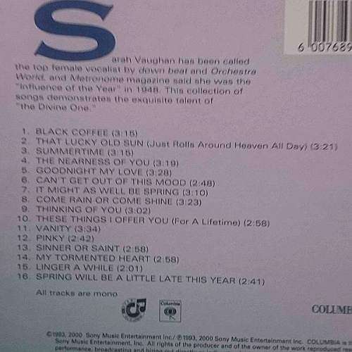 Sarah Vaughan : 16 Most Requested Songs (CD FOR SALE)