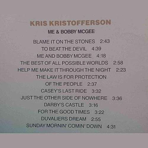 Kris Kristofferson : Me and Bobby McGee (CD FOR SALE)