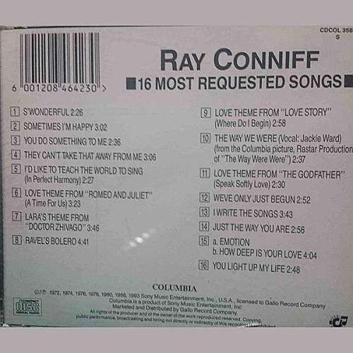 Ray Conniff : 16 Most Requested Songs (CD FOR SALE)