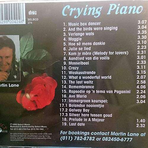 Crying Piano : Martin Lane (CD FOR SALE)
