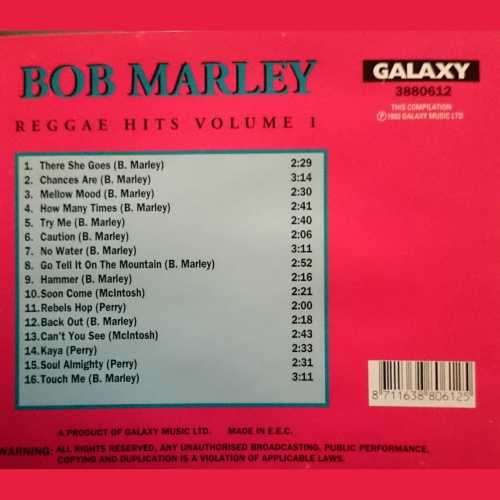 Bob Marley : Reggae Hits Volume 1 (CD FOR SALE)