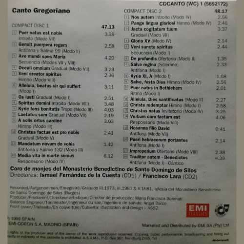 Canto Gregoriano: Coro de monjes del Monasterio : 2 CD Set : CD