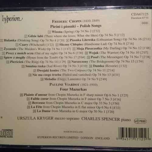 Chopin Songs Viardot Mazurkas : Urszula Kryger Charles Spencer : 2 CD Set (CD FOR SALE)