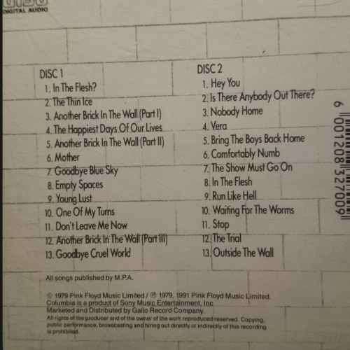 Pink Floyd : The Wall : 2 CD Set : CD