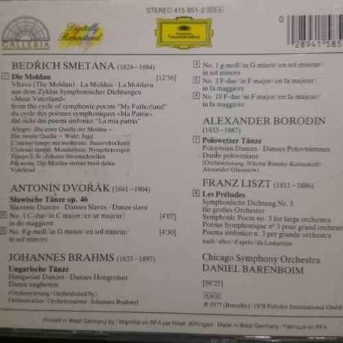 The Moldau Slavonic Dances Hungarian Dances Polovtsian Dances Les Preludes Barenboim : CD