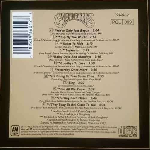 Carpenters : The Singles 1969 - 1973 : CD