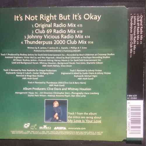 Whitney Houston : Its not rioght but its okay (The Dance Mixes) : CD Single : made in RSA : CD
