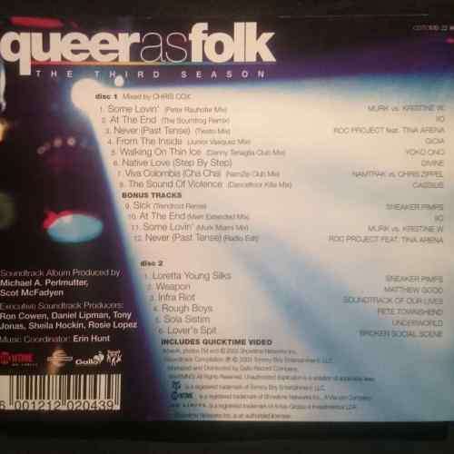 Queer as Folk : Music from the original 3rd Season : Showtime : Various Artists : 2 CD Set : CD