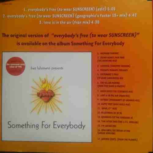 Baz Luhrmann : Everybodys free to wear sunscreen : CD Single : CD