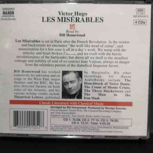 Victor Hugo : Les Miserables : Read by Bill Homewood : 4 CD Set : CD
