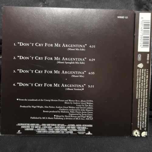 Madonna : Don?t Cry for me Argentina : CD Single : Made in SA : CD