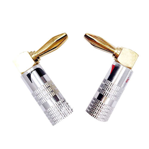 Nakamichi 4mm Banana Right Angle 90 degree gold plated copper connector Two Pairs