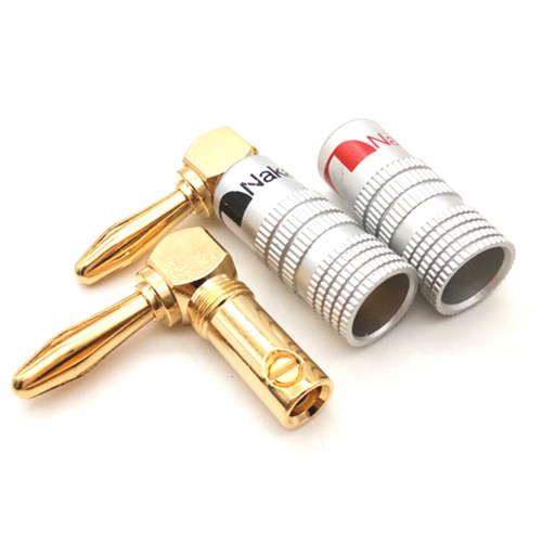 Nakamichi 4mm Banana Right Angle 90 degree gold plated copper connector Two Pairs