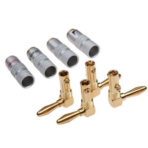 Nakamichi 4mm Banana Right Angle 90 degree gold plated copper connector Two Pairs