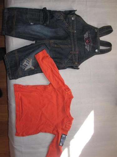 Woolworths Dungaree with shirt 6-12 months
