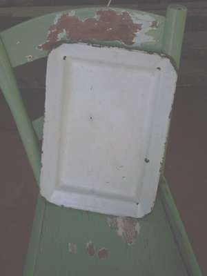 Vintage White Enamel Serving Platter / Tray