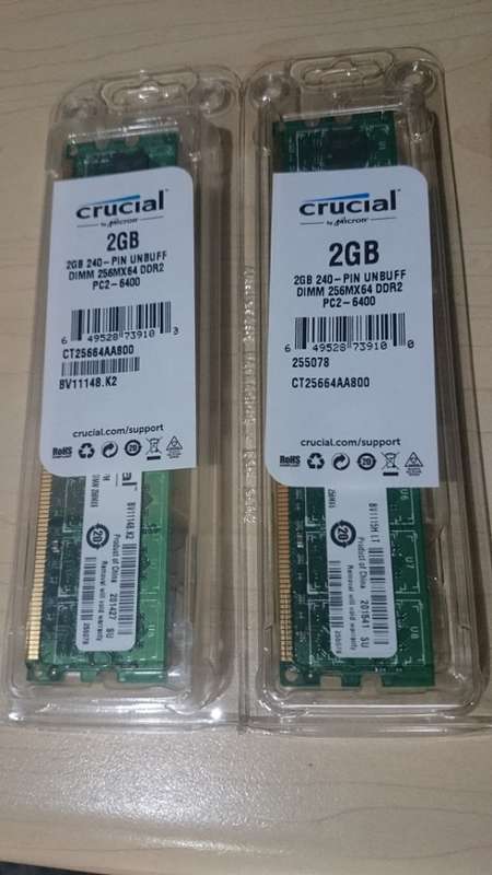 Crucial 2GB  PC2-6400 Desktop Ram (Sealed)